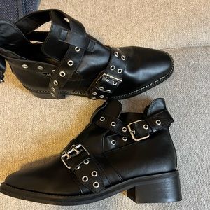 ASOS leather, studded black booties. NEVER WORN